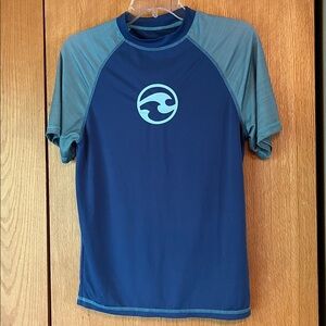 Ocean Current MEDIUM blue UV 50+ men’s Short Sleeve Rash Guard Sun Swim Surf EUC